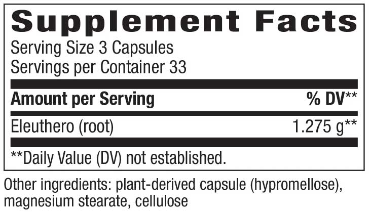 Nature's Way Siberian Eleuthero Root Ingredients