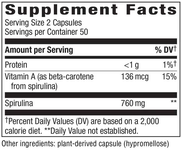 Nature's Way Spirulina Micro-Algae Ingredients