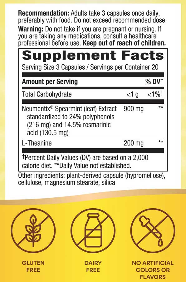 Nature's Way Sustained Focus Ingredients