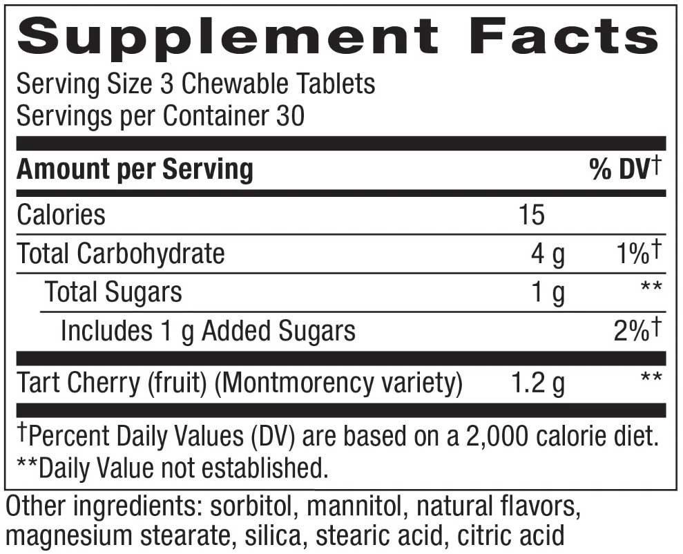 Nature's Way Tart Cherry Ultra Chewables Ingredients