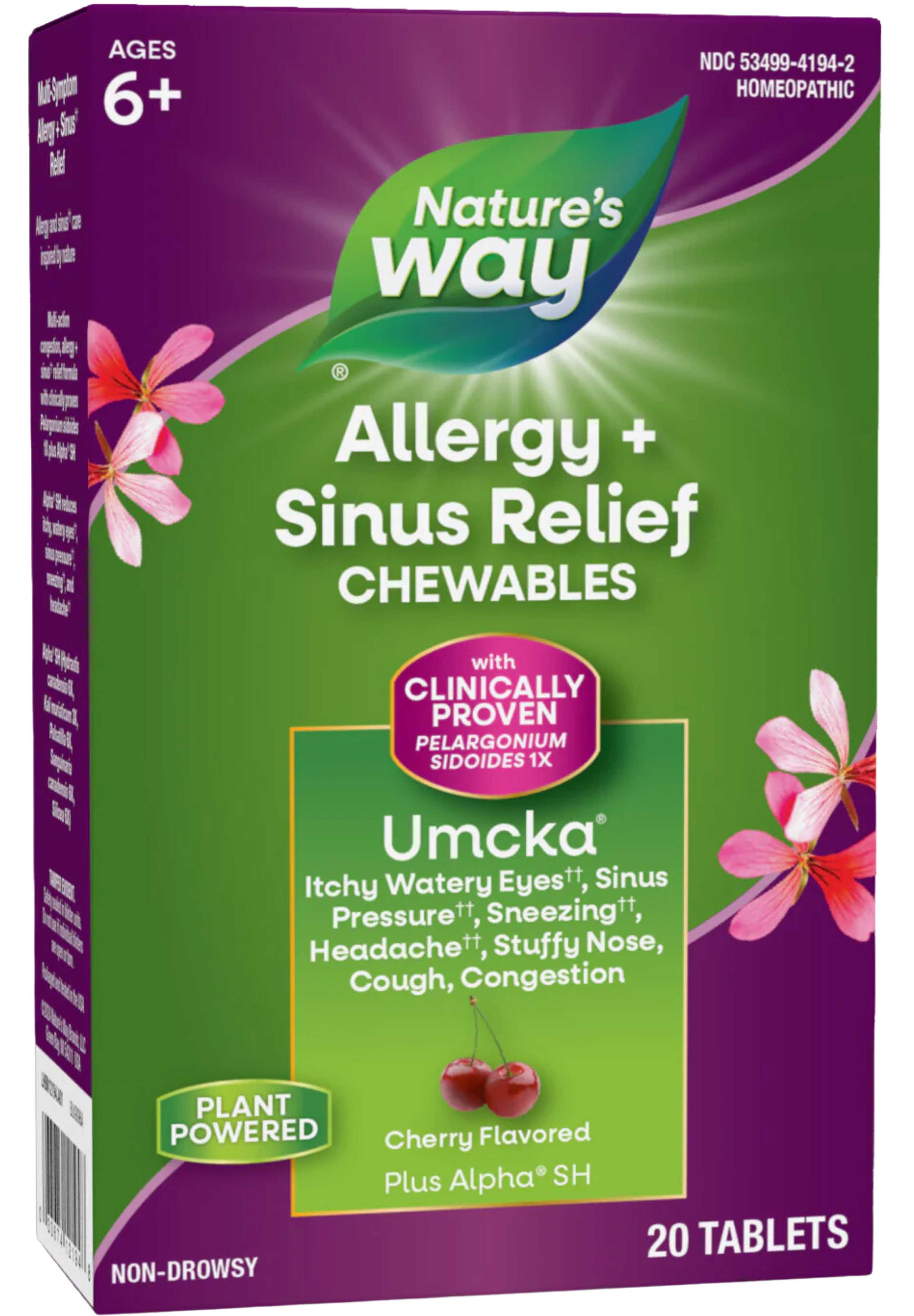 Nature's Way Umcka Allergy + Sinus Relief Chewables