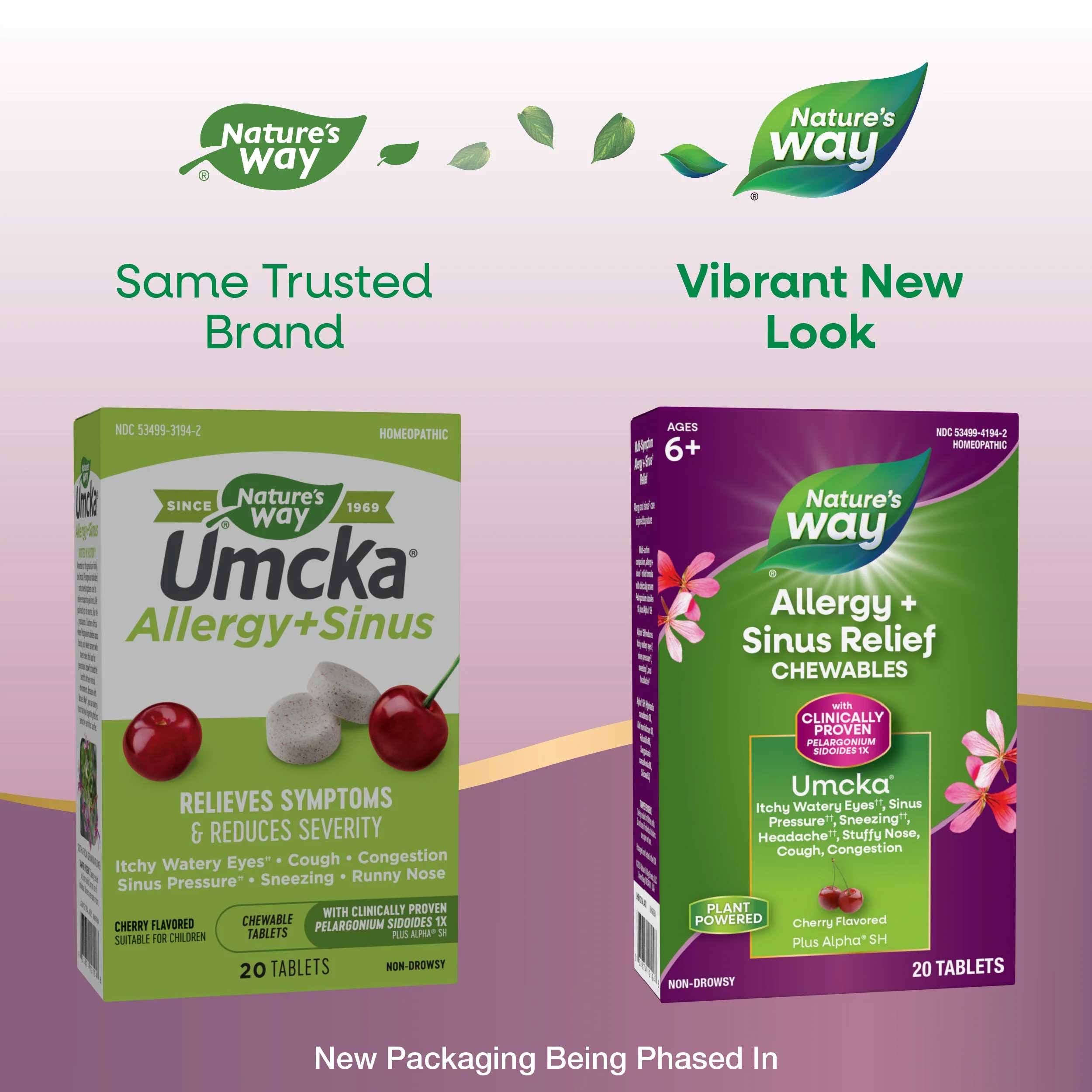 Nature's Way Umcka Allergy + Sinus Relief Chewables New Look