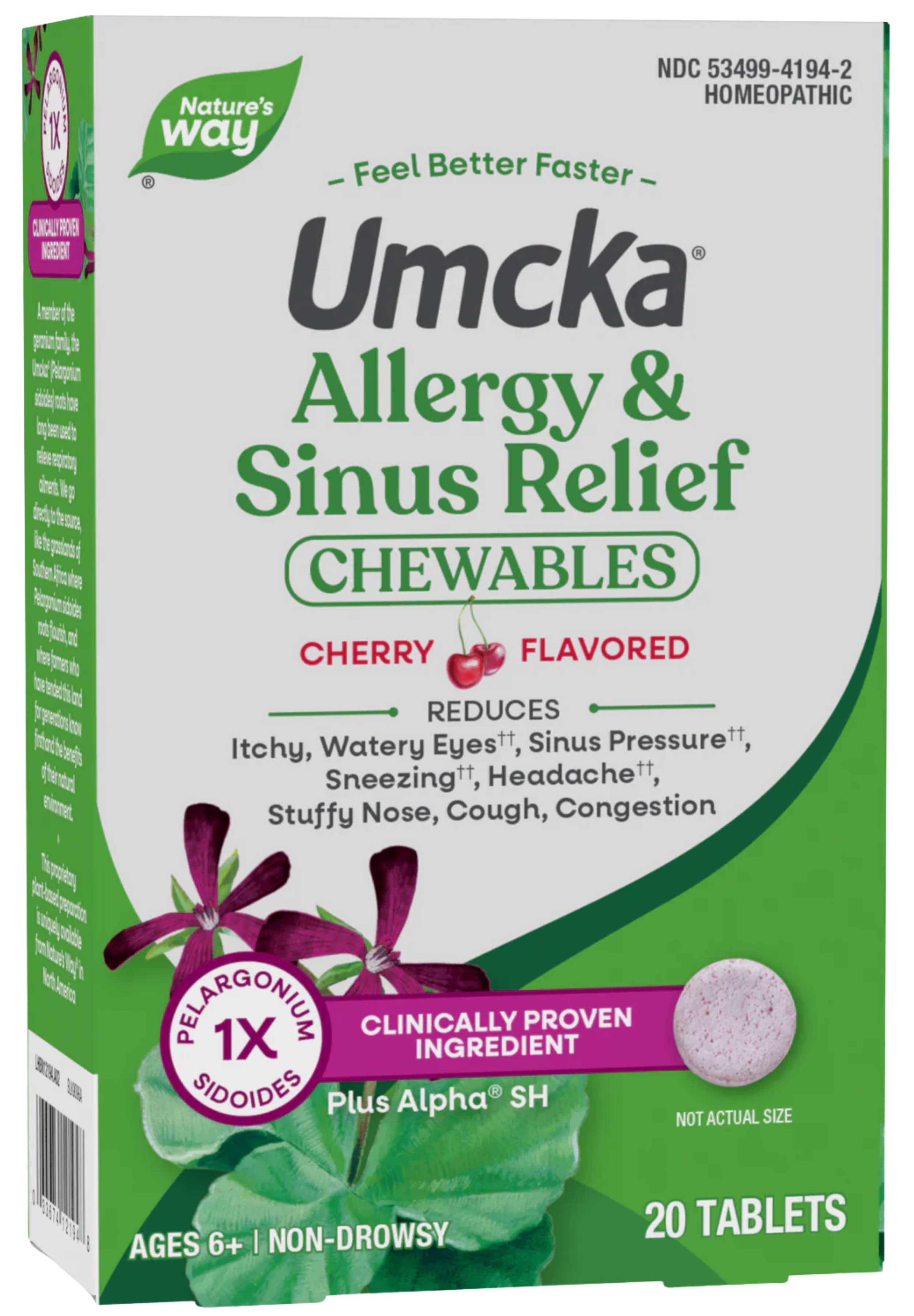 Nature's Way Umcka Allergy & Sinus Relief Chewables