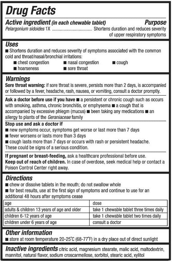 Nature's Way Umcka ColdCare Relief Chewable Ingredients