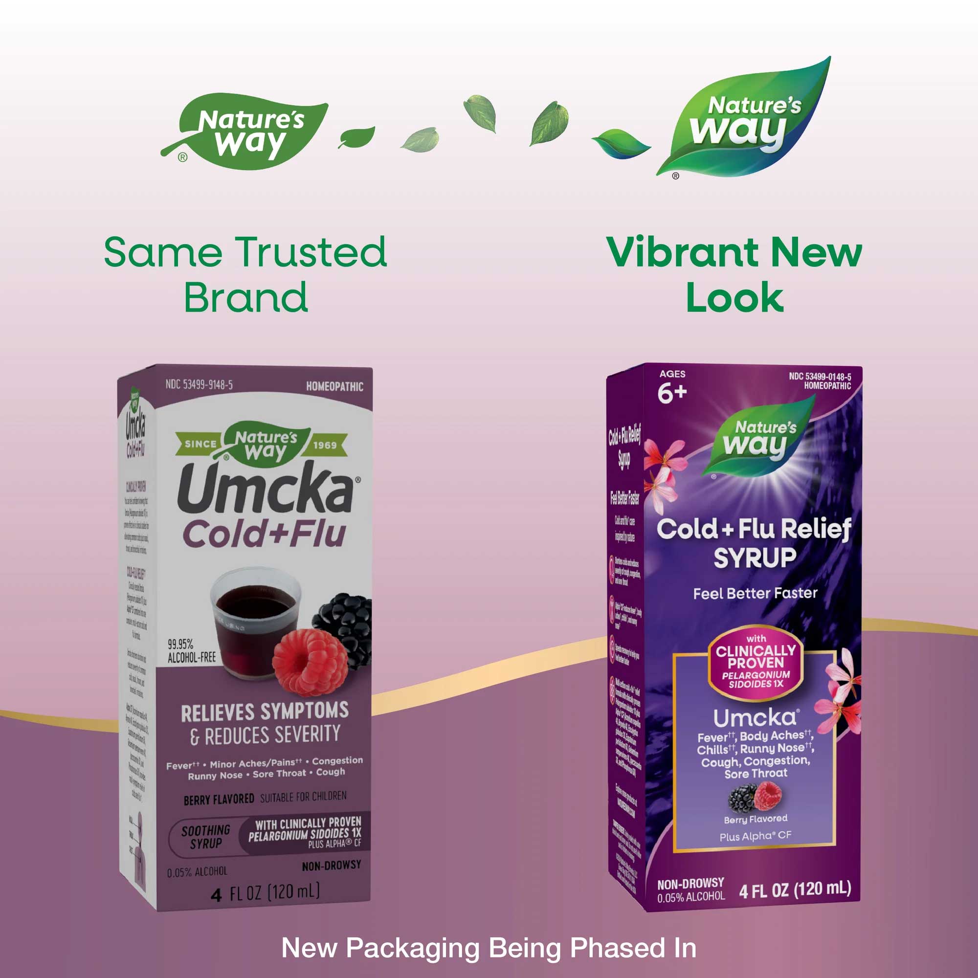 Nature's Way Umcka Cold+Flu Relief Syrup Berry Flavor New Look