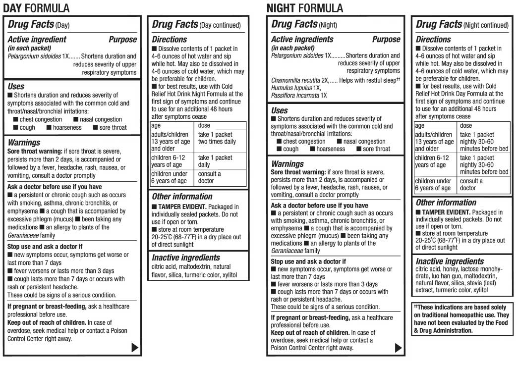 Nature's Way Umcka Cold Relief Hot Drink Day + Night Ingredients