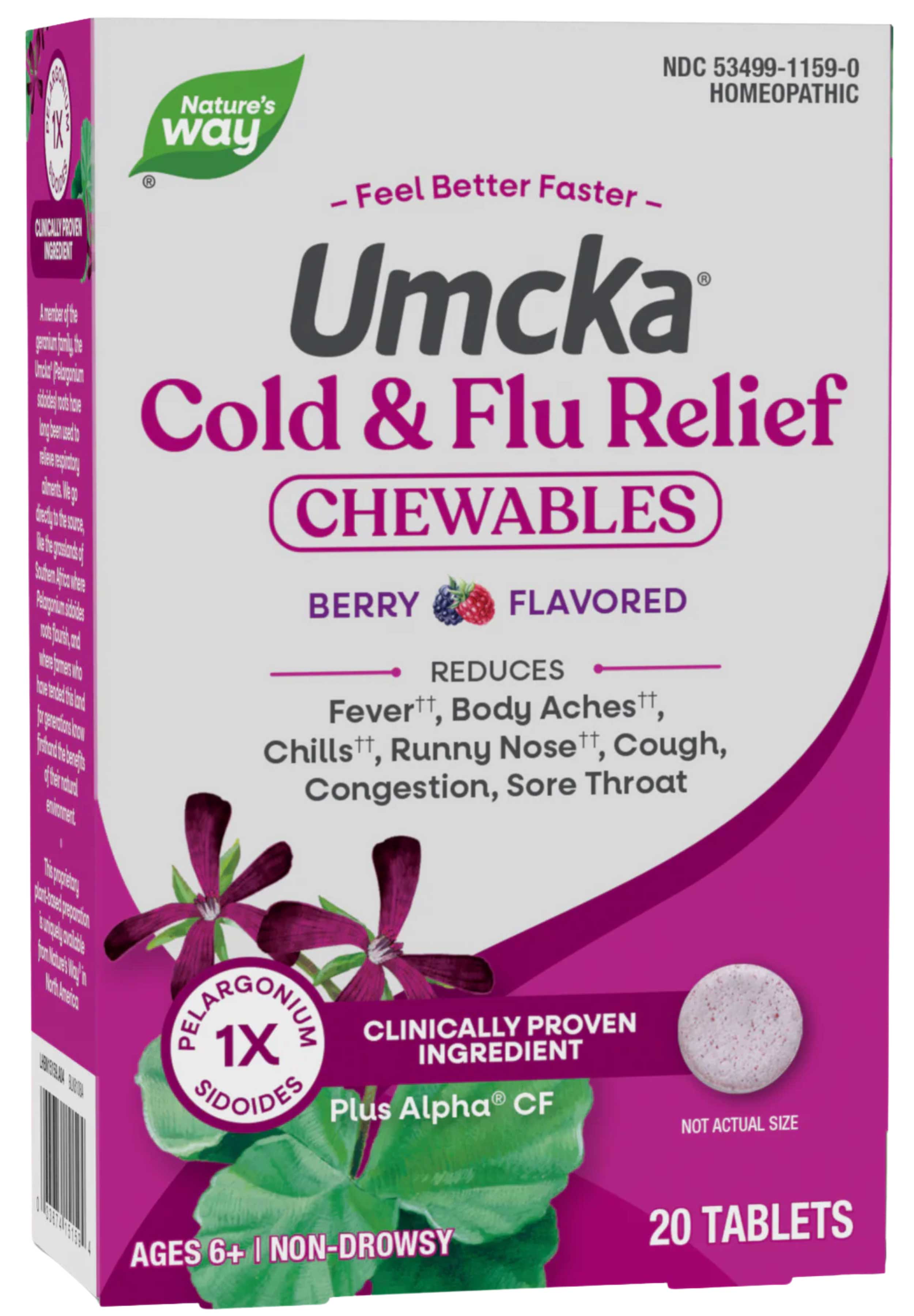 Nature's Way Umcka Cold & Flu Relief Chewables - Berry