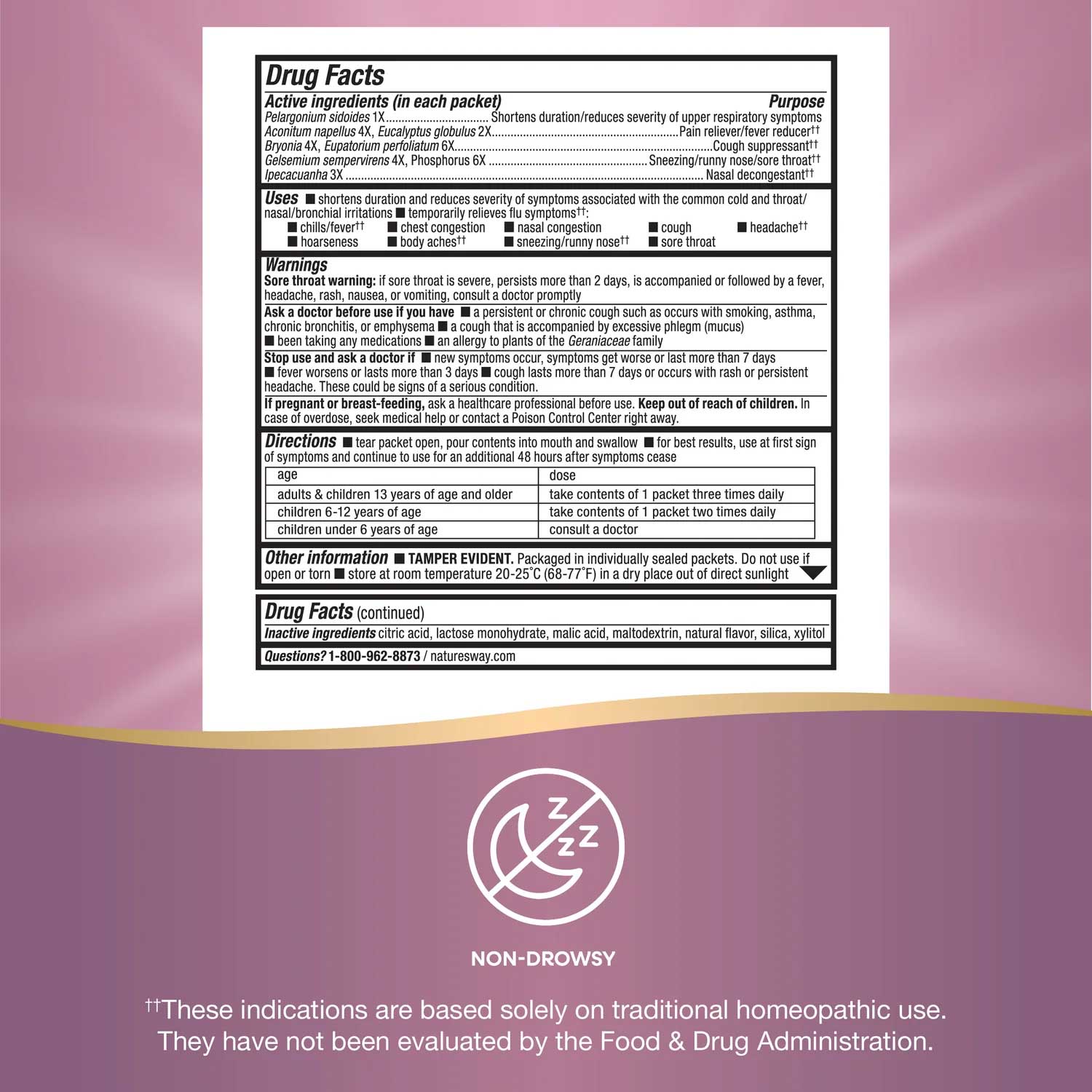 Nature's Way Umcka Cold & Flu Relief FastActives (Berry) Ingredients