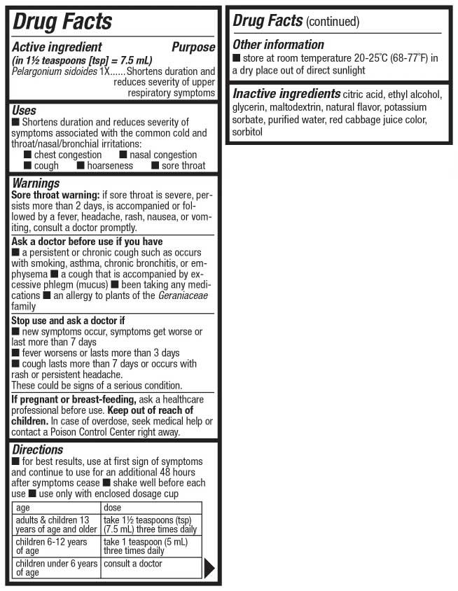 Nature's Way Umcka Zero Sugar Cold Relief Syrup Ingredients