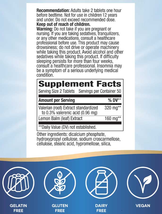 Nature's Way Valerian Nighttime Ingredients