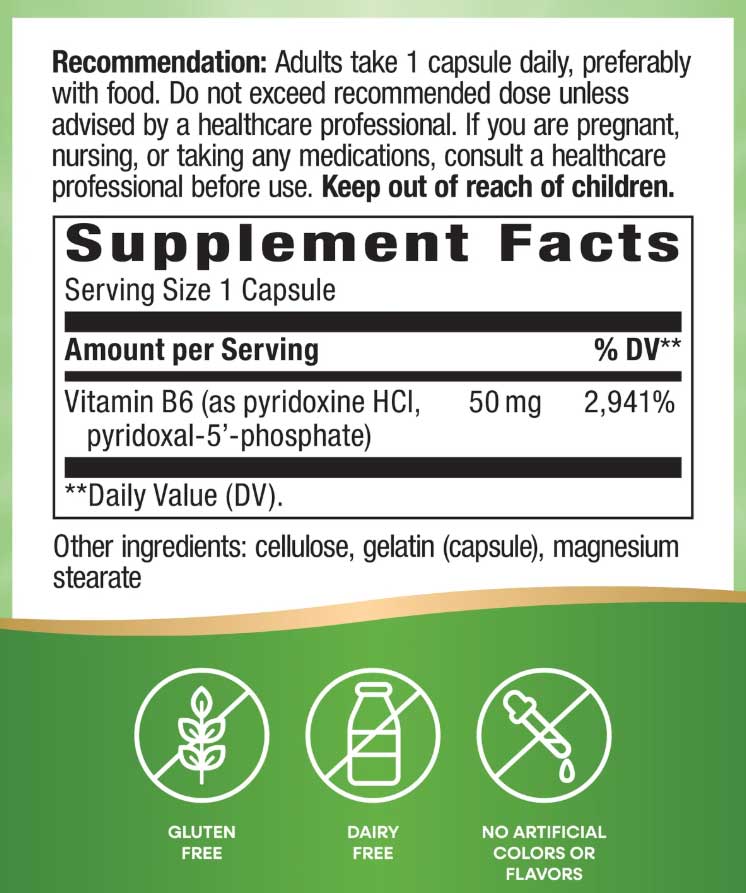 Nature's Way Vitamin B6 50 mg Ingredients