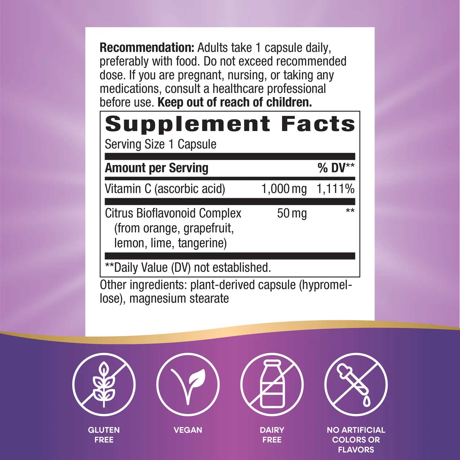 Nature's Way Vitamin C with Bioflavonoids Extra Strength Ingredients