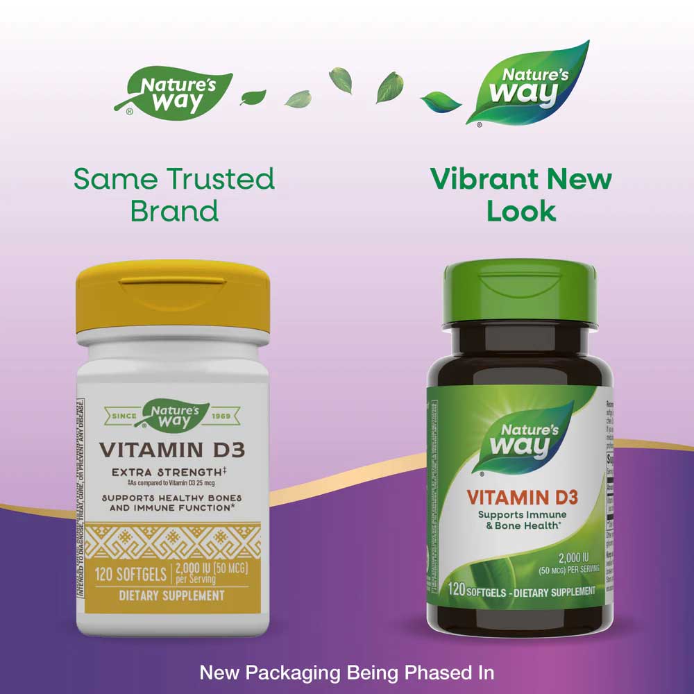 Nature's Way Vitamin D3 (Formerly Vitamin D3 Extra Strength) New Look