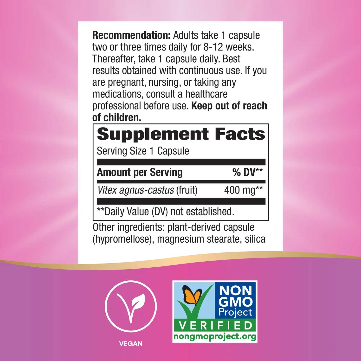 Nature's Way Vitex Fruit (Chaste Tree) Ingredients