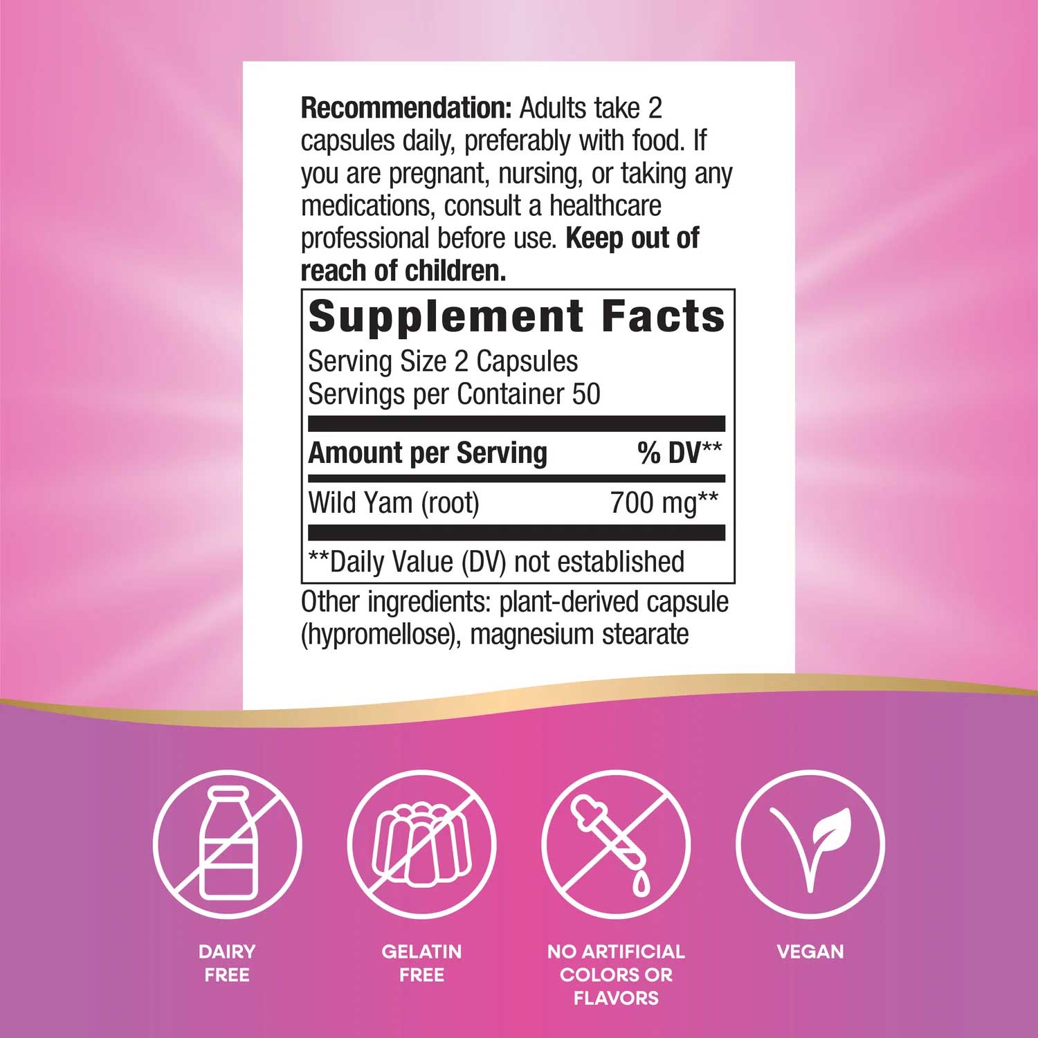 Nature's Way Wild Yam Root Ingredients