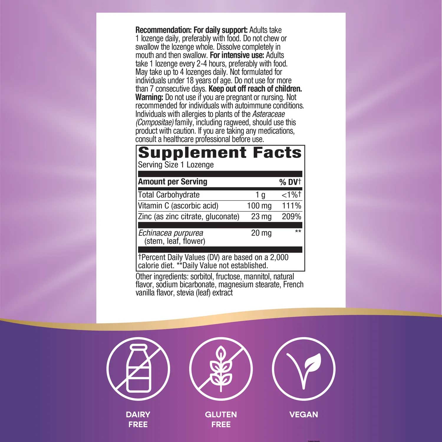 Nature's Way Zinc Lozenges Ingredients