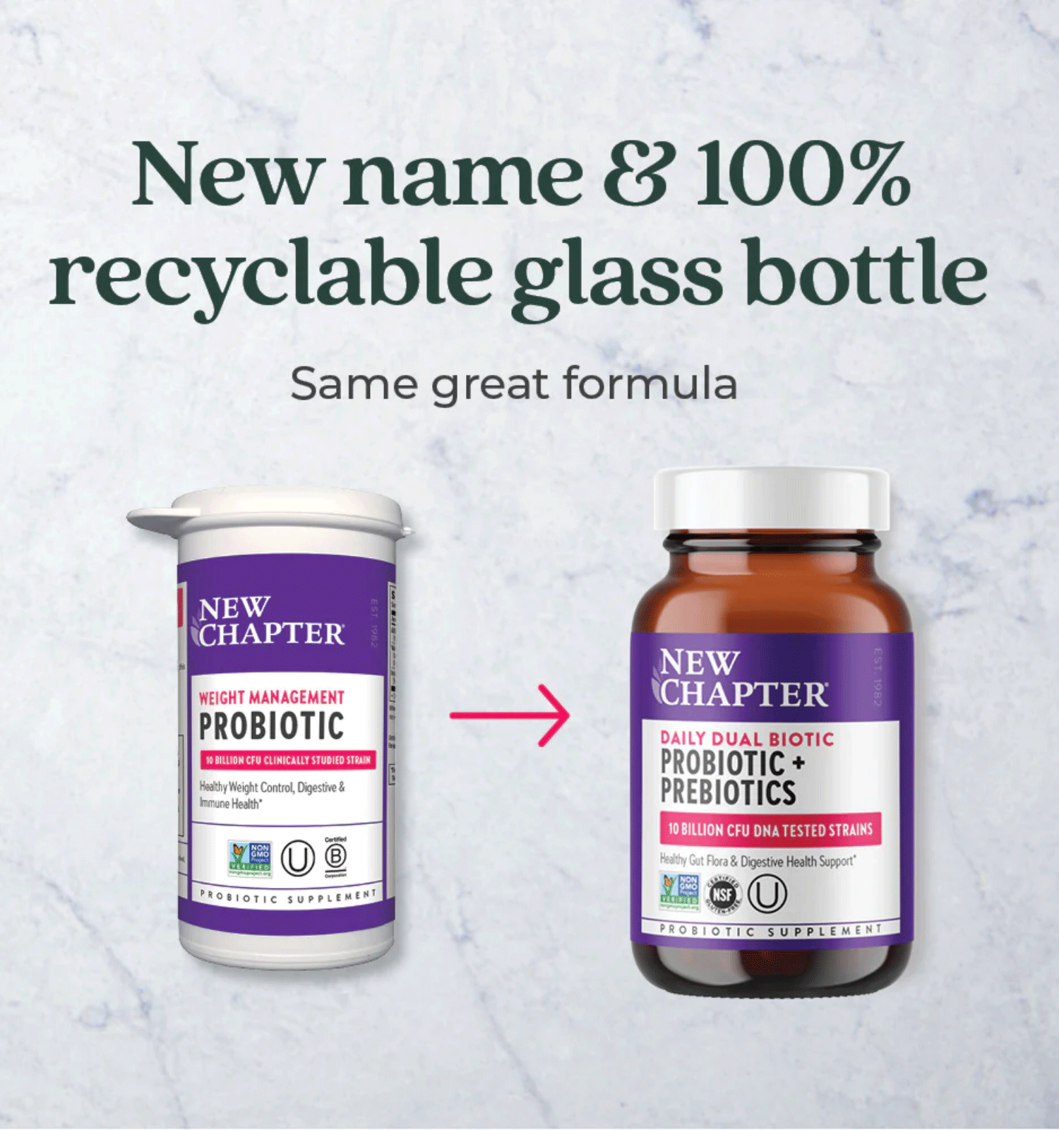 New Chapter Daily Dual Biotic Probiotic + Prebiotics New Look