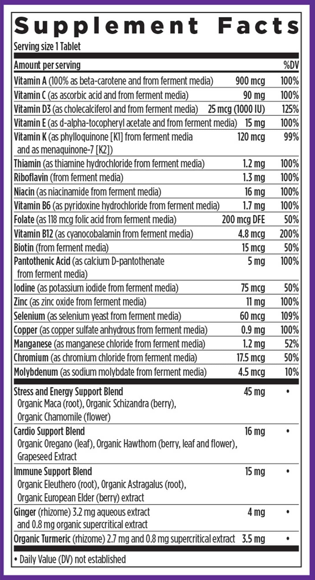 New Chapter Every Man's One Daily Multi Ingredients