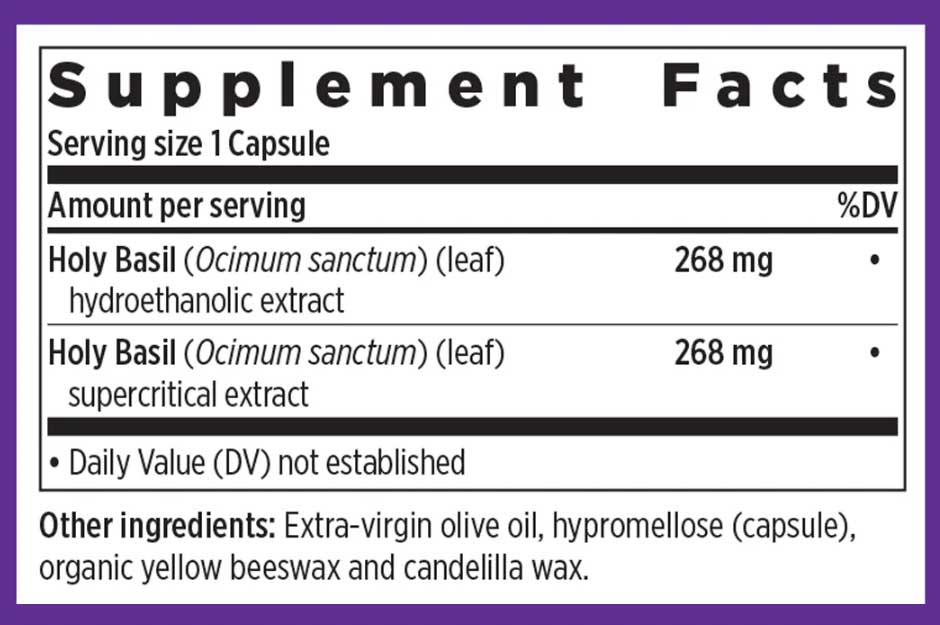 New Chapter Holy Basil Force Ingredients