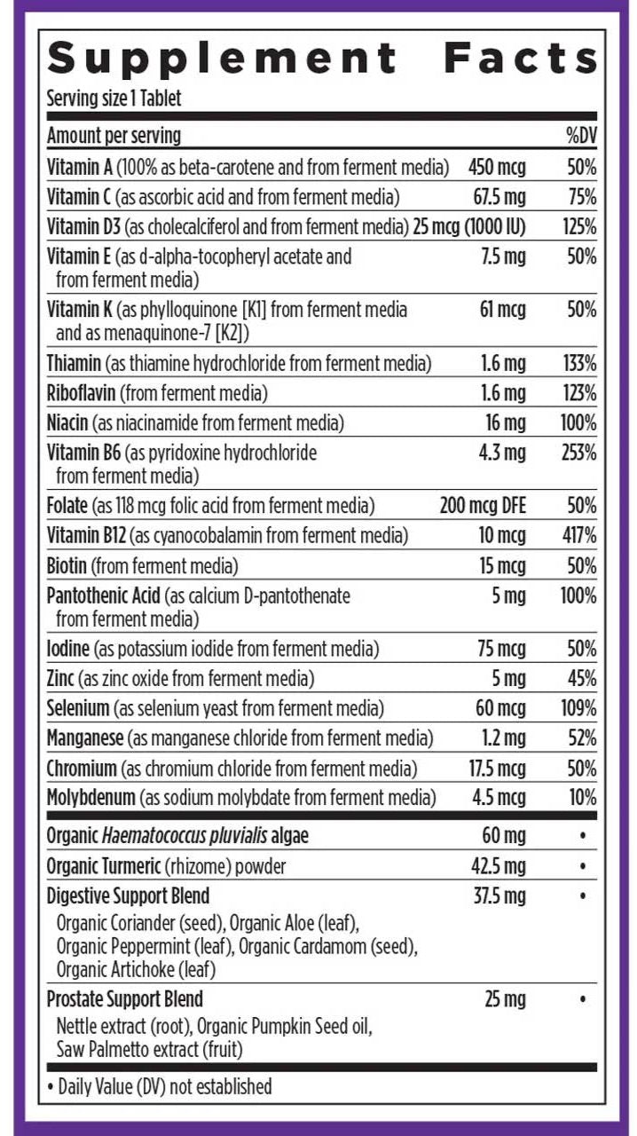 New Chapter One Daily Every Man's Multivitamin 55+ Ingredients