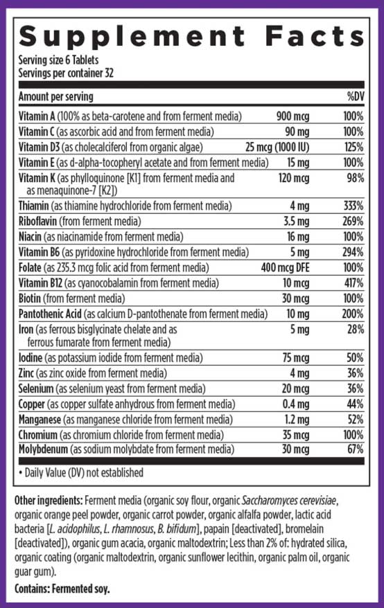 New Chapter Tiny Tabs Multivitamin Ingredients