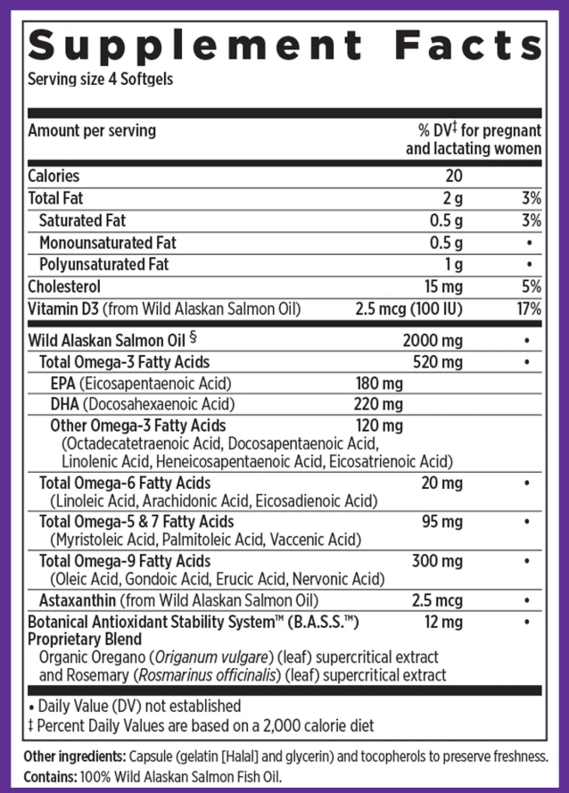 New Chapter Wholemega Fish Oil for Moms Ingredients
