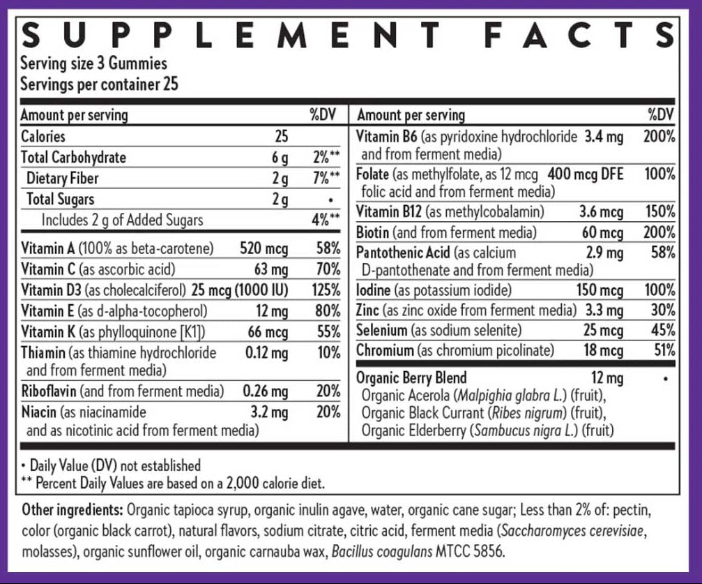 New Chapter Women’s Multivitamin Gummies Ingredients
