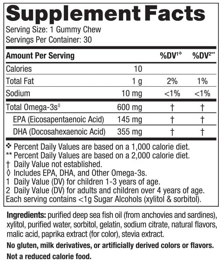 Nordic Naturals Children's DHA Gummies (Zero Sugar) Ingredients