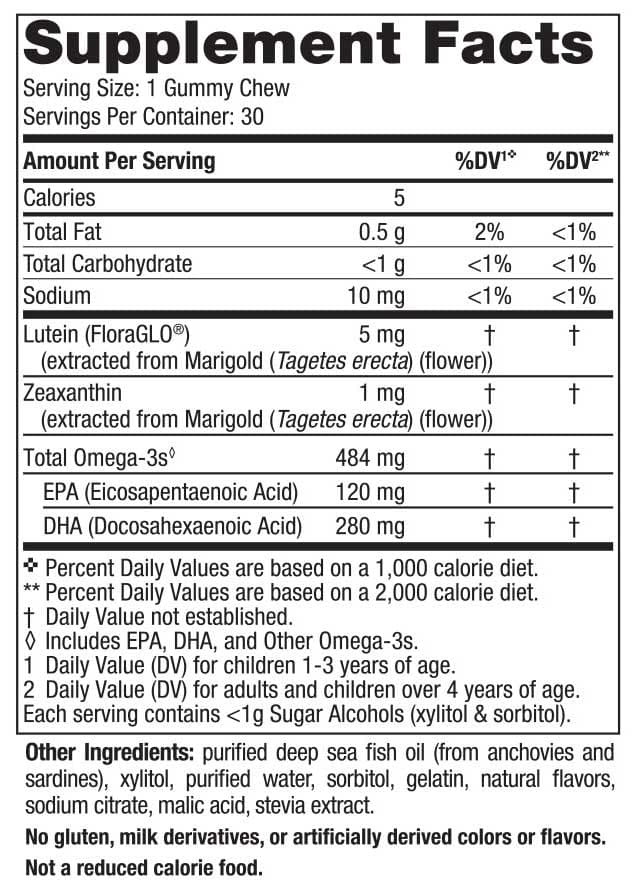 Nordic Naturals Children’s Eye Health (Zero Sugar) Ingredients