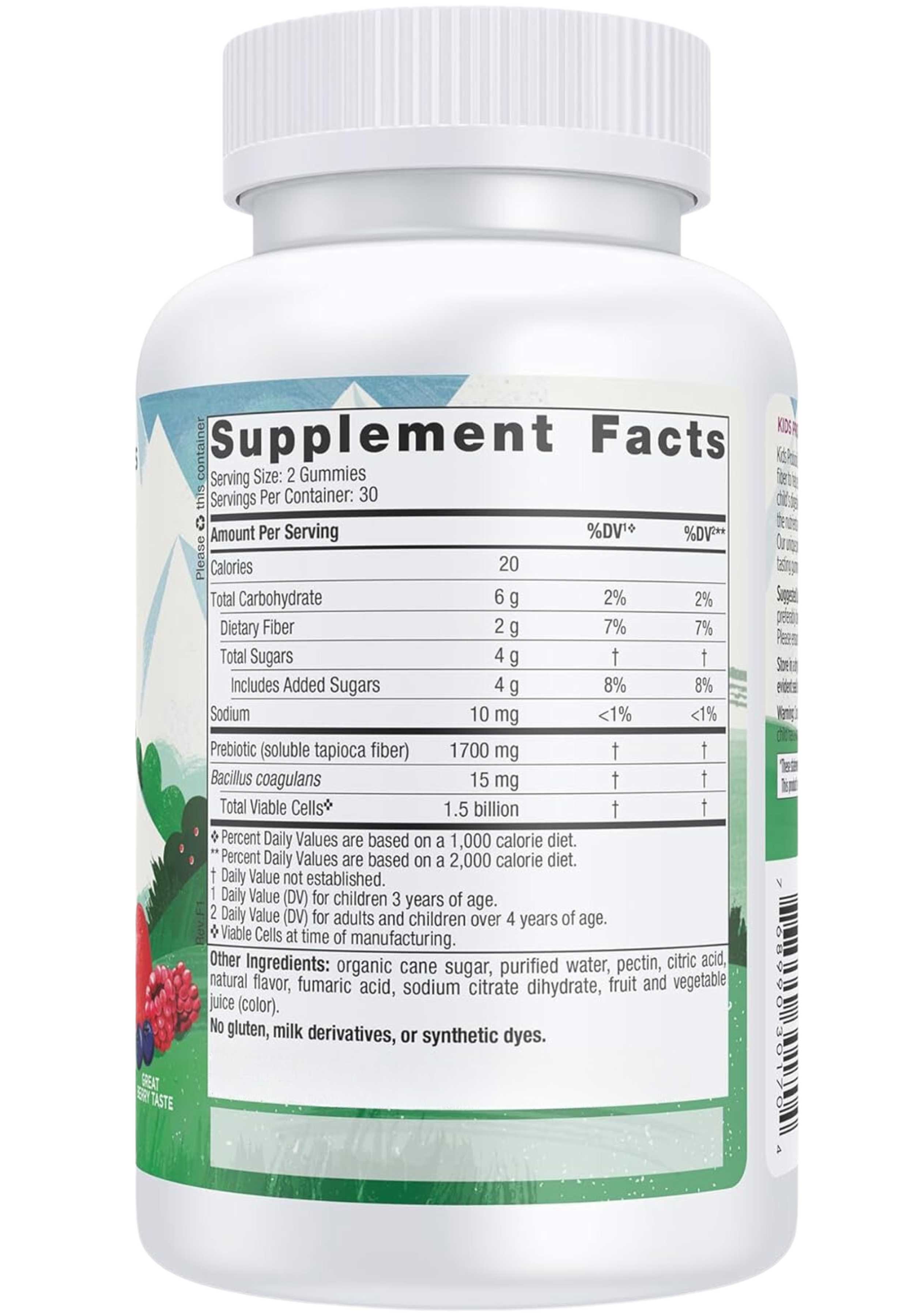 Nordic Naturals Kids Probiotic Gummies with Prebiotic Fiber Ingredients