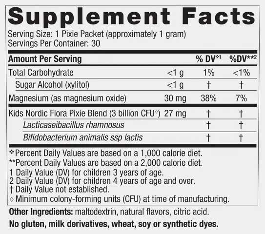 Nordic Naturals Kids Probiotic Pixies Ingredients
