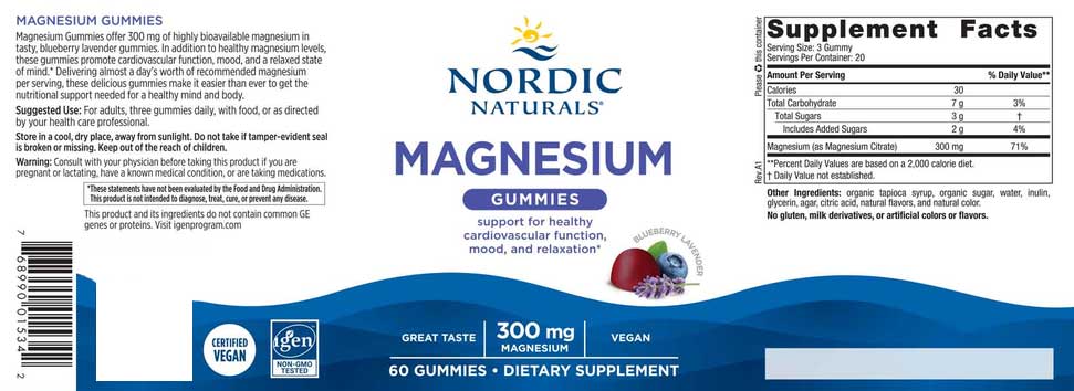 Nordic Naturals Magnesium Gummies Label