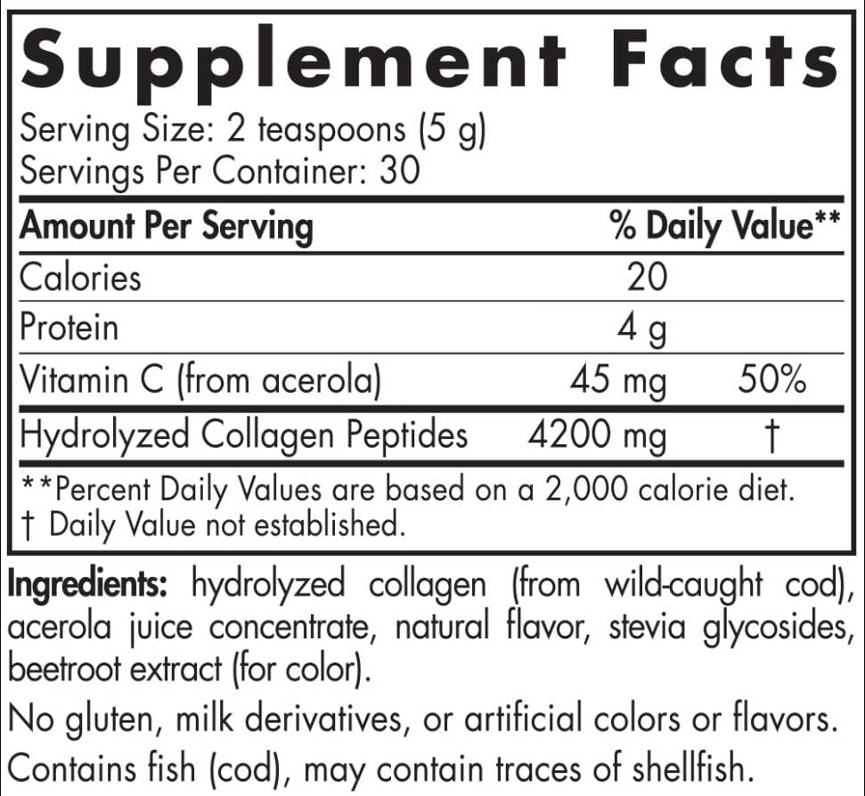 Nordic Naturals Marine Collagen Ingredients