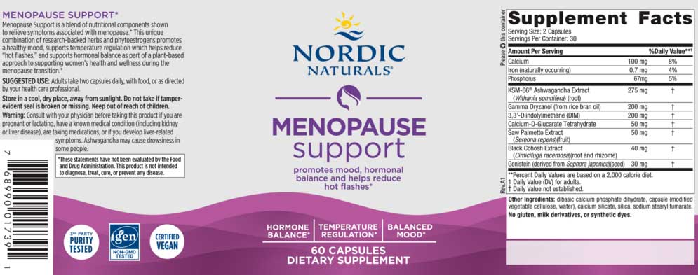 Nordic Naturals Menopause Support Label