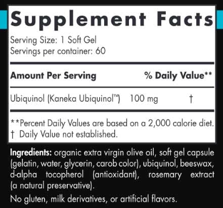 Nordic Naturals Nordic CoQ10 Ubiquinol Sport Ingredients