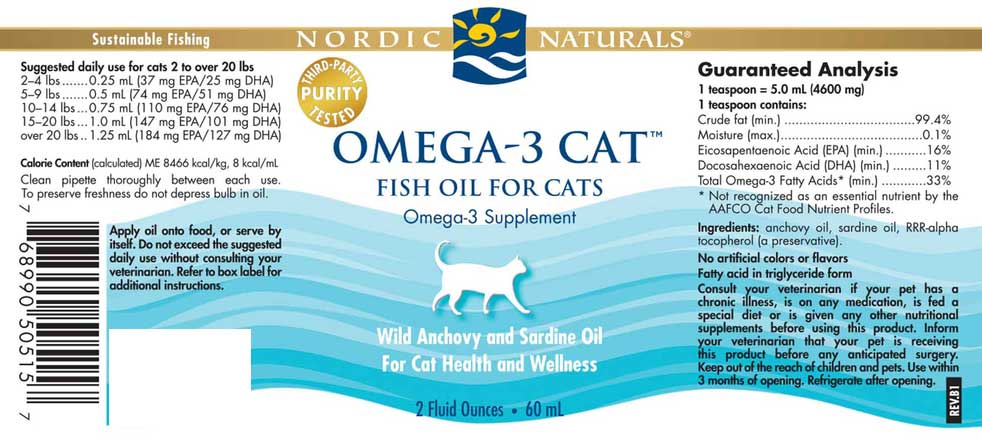 Nordic Naturals Omega-3 Cat Label