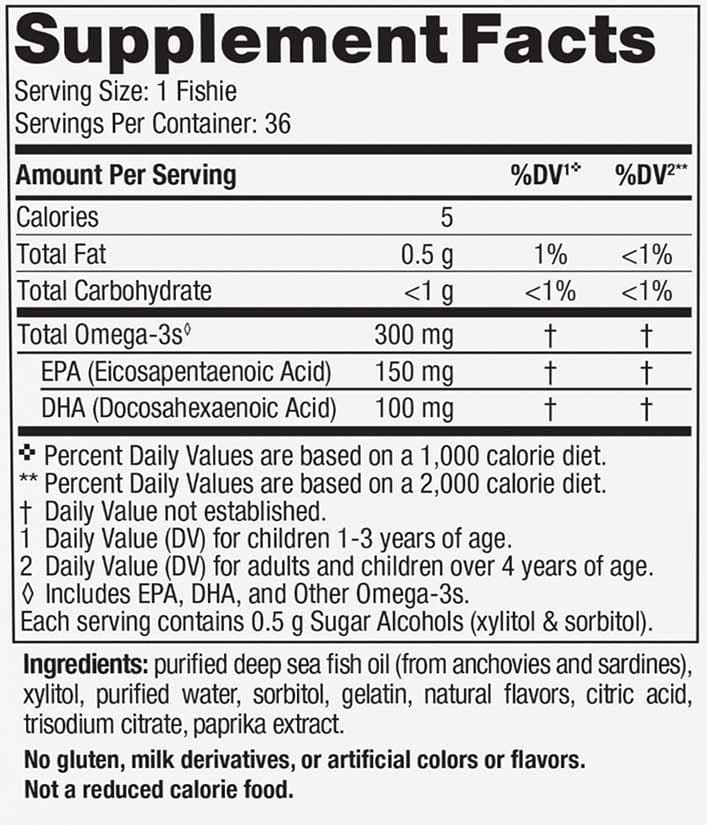 Nordic Naturals Omega-3 Fishies (Zero Sugar) Ingredients