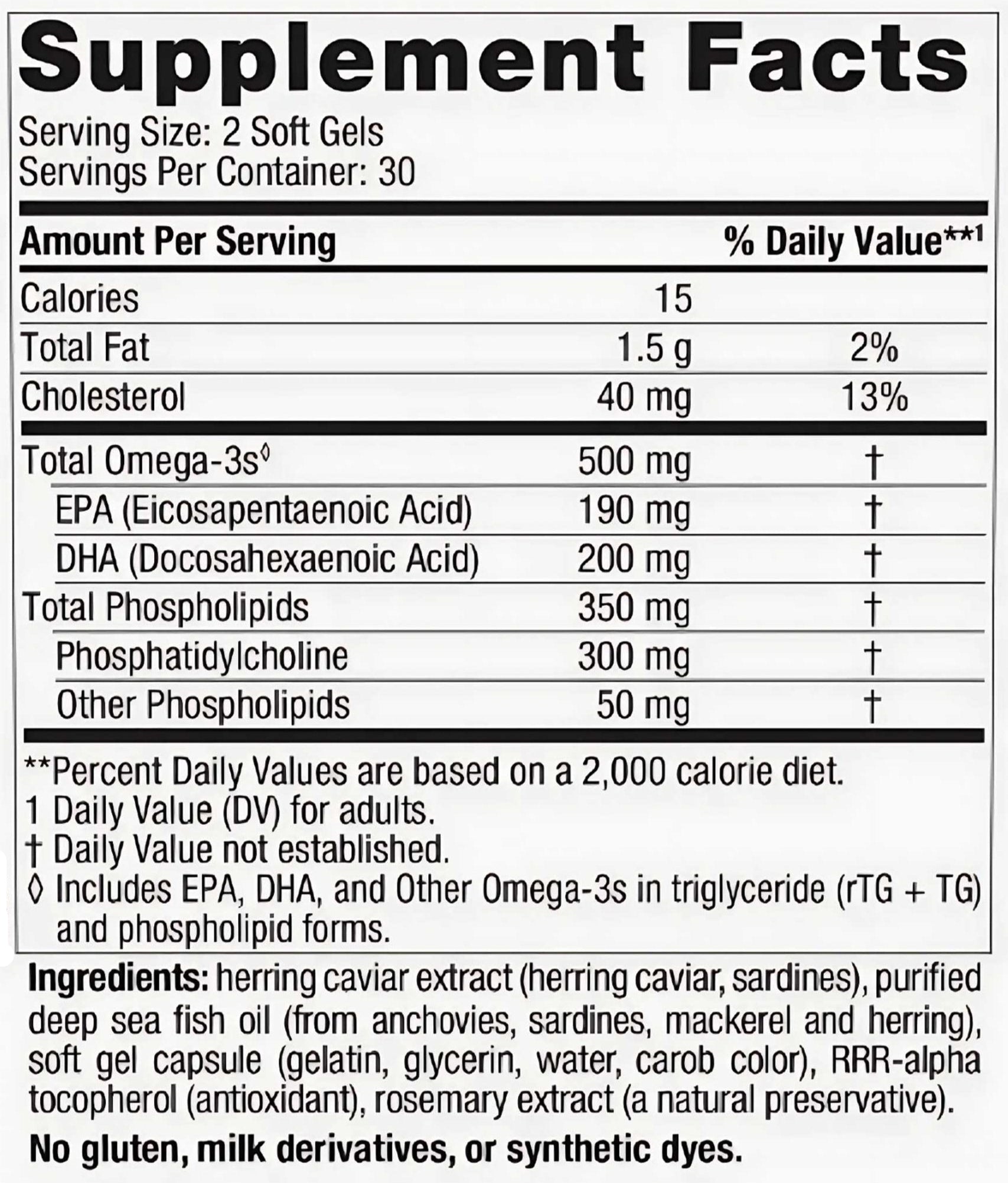 Nordic Naturals Omega-3 Phospholipids Ingredients