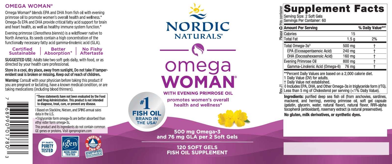 Nordic Naturals Omega Woman (Nordic Naturals Balanced Omega) Label