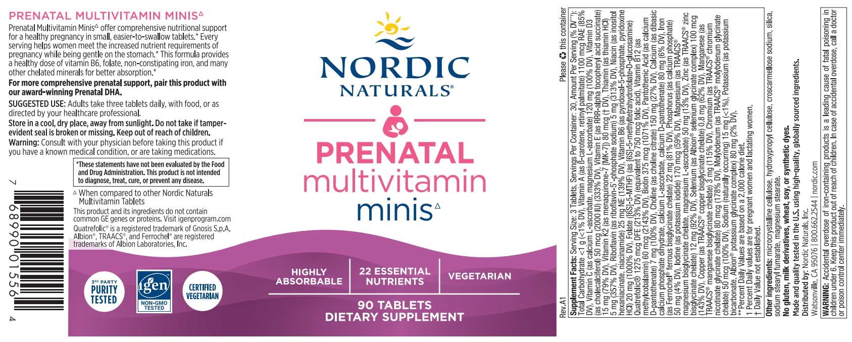 Nordic Naturals Prenatal Multivitamin Minis▵ Label