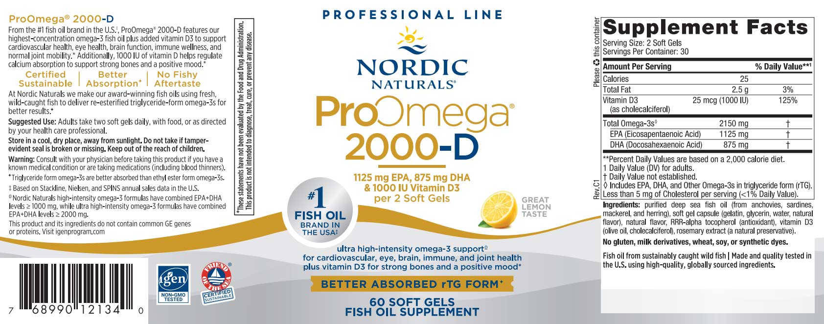 Nordic Naturals ProOmega 2000-D Label