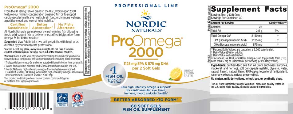 Nordic Naturals ProOmega 2000 Label