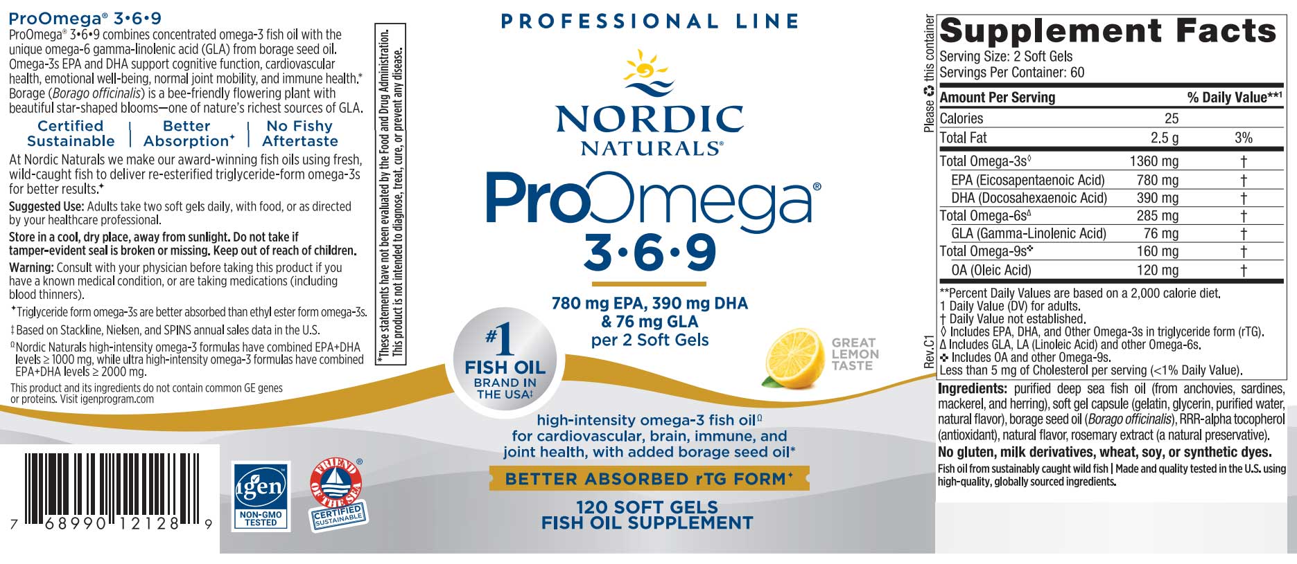 Nordic Naturals ProOmega 3.6.9 Label