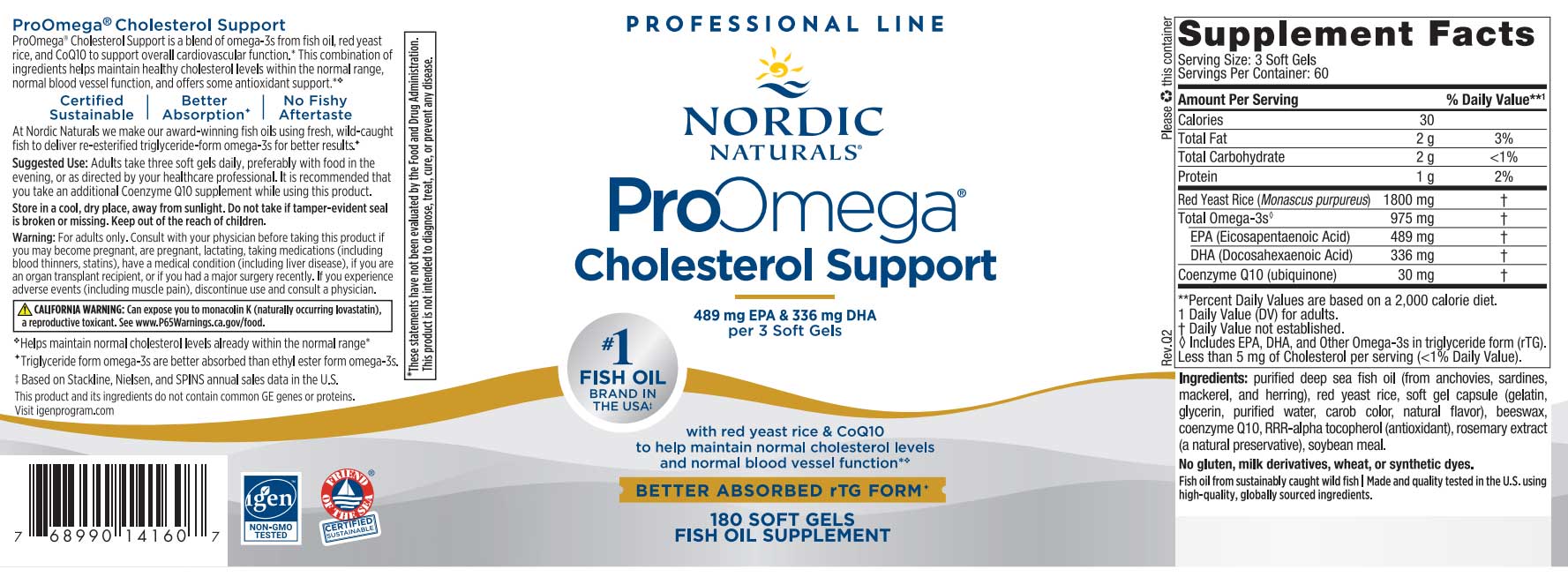 Nordic Naturals ProOmega Cholesterol Support (Formerly ProOmega LDL) Label