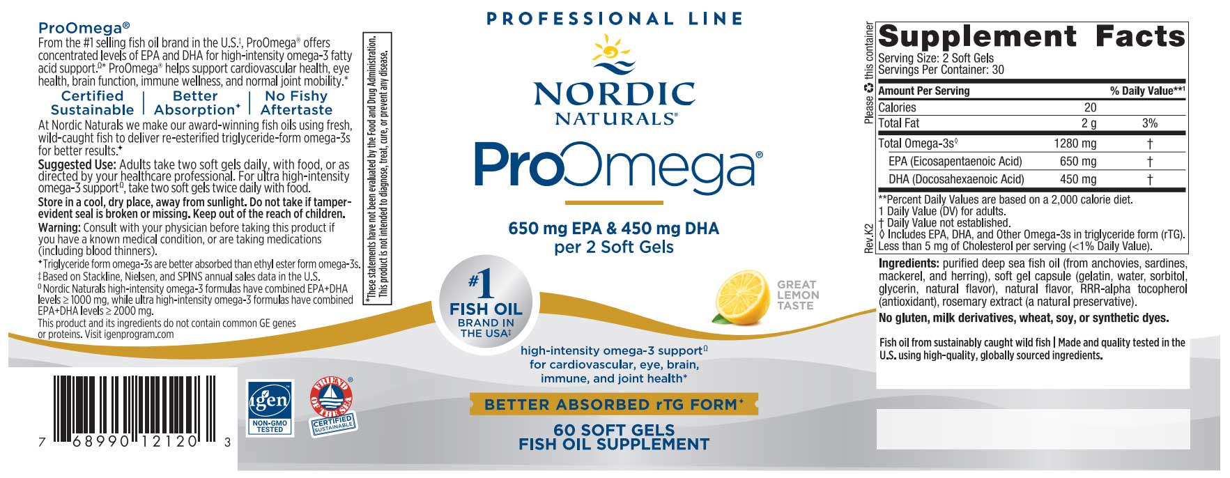 Nordic Naturals ProOmega Lemon Label