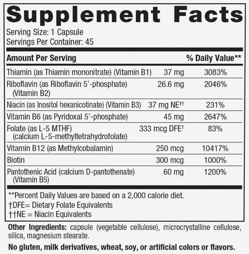 Nordic Naturals Vitamin B Complex Ingredients
