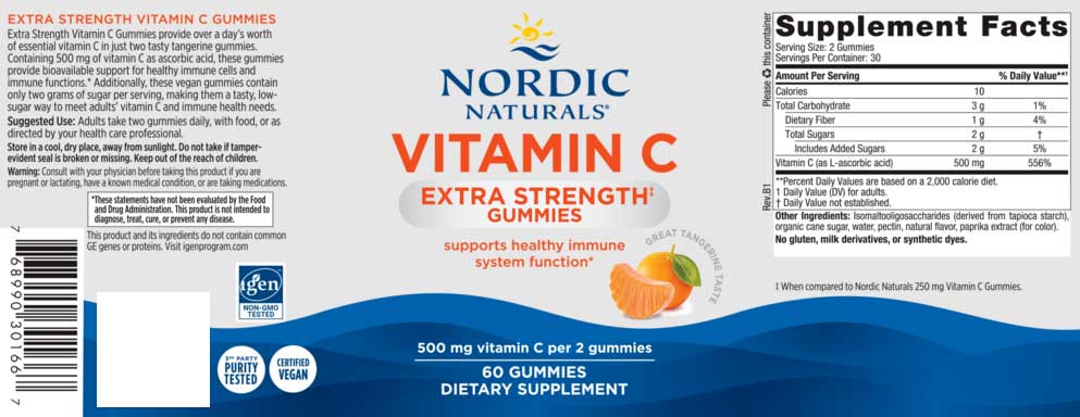 Nordic Naturals Vitamin C Extra Strength Gummies Label
