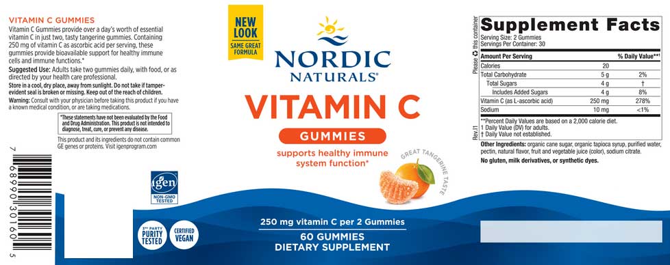 Nordic Naturals Vitamin C Gummies Label