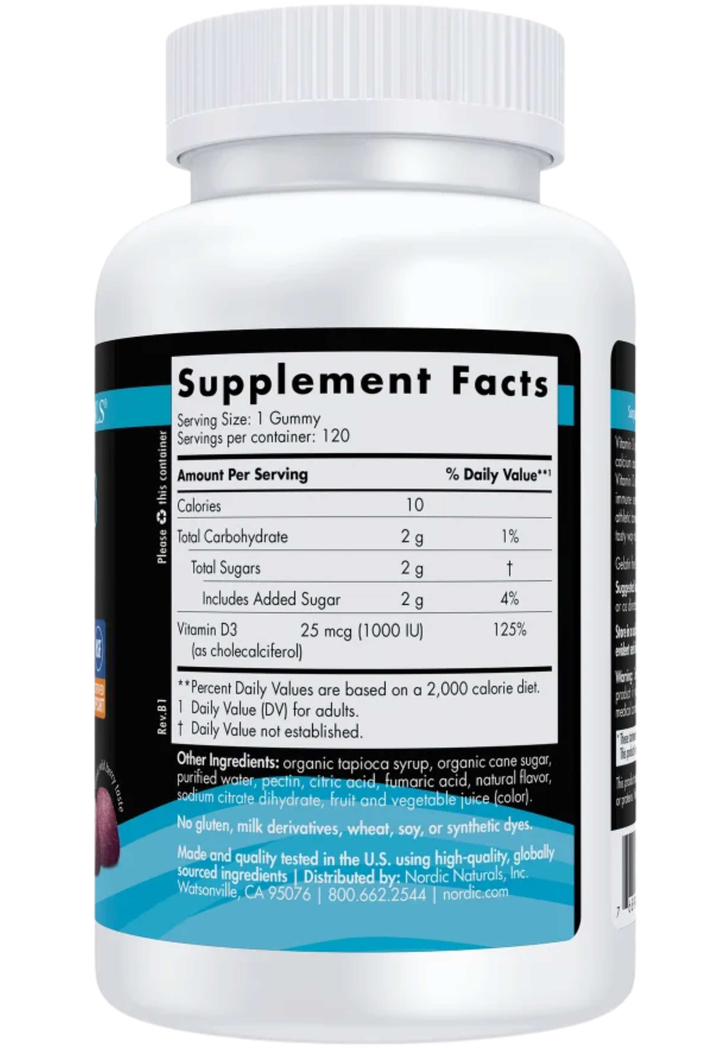 Nordic Naturals Vitamin D3 Gummies Sport Ingredients