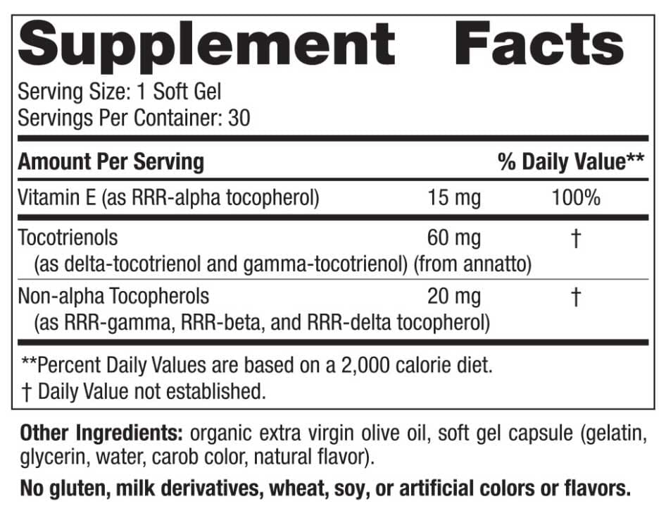 Nordic Naturals Vitamin E Complex Ingredients